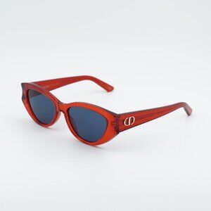 Dior DIORGLOW B1I 35B0 Sunglasses Red Cat Eye Frame, Blue Lenses